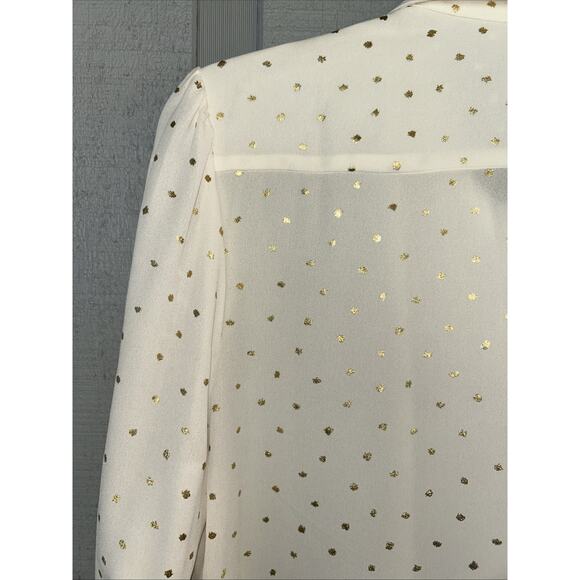 Untuckit Shirt Top Womens 6 Ivory Gold Fleck Sabrina Blouse Pleated Career Lux - Picture 12 of 15